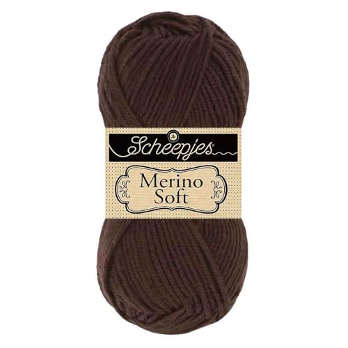 Scheepjes Merino Soft 50g - 609 Rembrandt, Braunes Garn für Häkeln und Stricken von Scheepjes