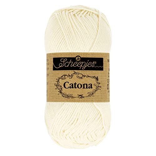 Scheepjes 1699-2 Catona Baumwolle Garn, 130 Old Lace, 10x100g, 10 Count von Scheepjes