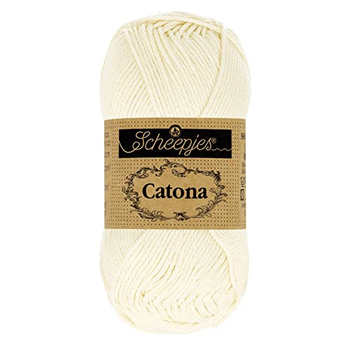 Scheepjes 1704-2 Catona Baumwolle Garn, 130 Old Lace, 10x10g, 10 Count von Scheepjes