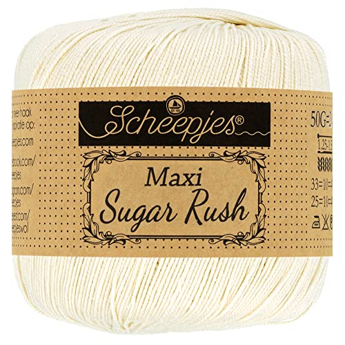 Scheepjes 1694-2 Maxi Sugar Rush Baumwolle Garn, 100% merzerisierte, 130 Old Lace, 10x50g, 10 Count von Scheepjes
