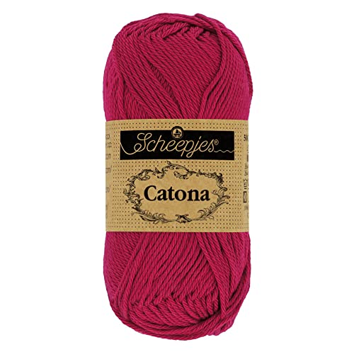 Scheepjes 1678-192 Catona Baumwolle Garn, 192 Scarlet, 1x50g von Scheepjes