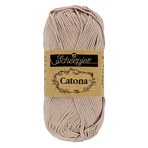 Scheepjes 1678-2 Catona Baumwolle Garn, 406 Soft Beige, 10x50g, 10 Count von Scheepjes