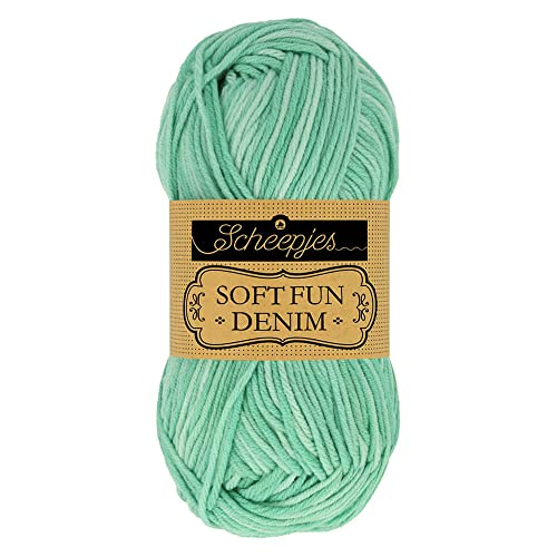 Scheepjes Softfun Denim 50g - 516 Grünes Baumwoll-Acryl-Garn zum Häkeln und Stricken von Scheepjes