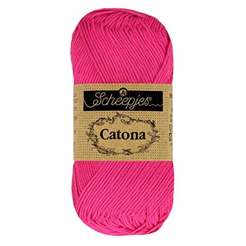 Scheepjes 1678-2 Catona Baumwolle Garn, 604 Neon Pink, 10x50g, 10 Count von Scheepjes