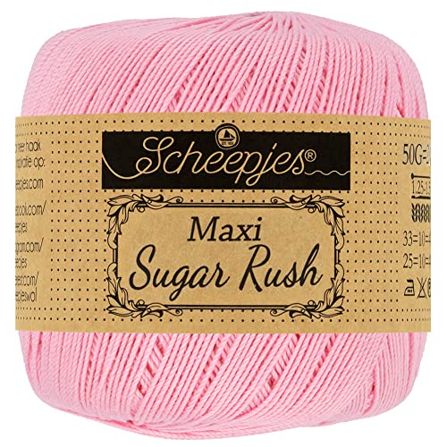Scheepjes 1694-2 Maxi Sugar Rush Baumwolle Garn, 100% merzerisierte, 749 Pink, 10x50g, 10 Count von Scheepjes