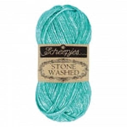 Scheepjes 1664-824 Stone Washed Baumwolle Garn, 78% 22% Acryl, 824 Turquoise, 1x50g von Scheepjes