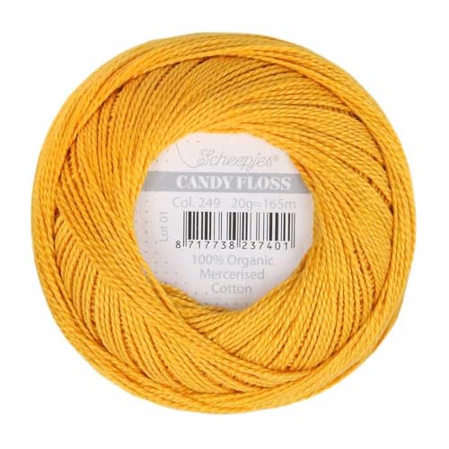 Scheepjes - Scheepjes Candy Floss 249 Saffron (165m) Bio Mercerisiert Baumwolle Garn - 1x20g von Scheepjes