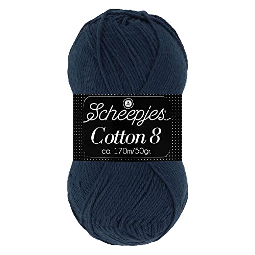 Scheepjes Cotton 8 Garn - Blau - 50g - Hochwertiges Baumwollgarn für Stricken und Häkeln von Scheepjes