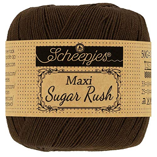 Scheepjes 1694-162 Maxi Sugar Rush Baumwollgarn, Baumwolle, 162 Black Coffee, 1x50g von Scheepjes
