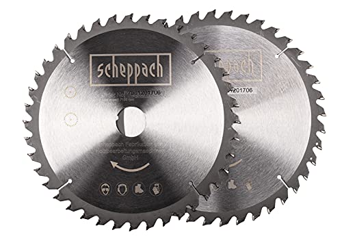 scheppach 7901201706 Zubehör Sägeblatt-Set für Kappsäge Kappzugsäge HM90MP, ideal zum Schneiden von MDF-Paletten, Laminat, Weich-und Hartholz, Kunststoffen, Aluminium und NE-Metalle, 216x30x2,8/40 Z von Scheppach