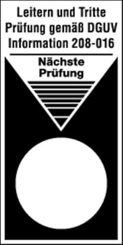 Schilder Klar 7/60.01 Etiketten, Leiter und Tritte in Weiß Prüfung Gemäß DGUV Information 208-016, Folie Selbstklebend, Maße 40mm x 80mm, 40 Stück Schilder Klar 7/60.01 Etiketten, Leiter und Tritte in Weiß Prüfung Gemäß DGUV Information 208-016, Folie Selbstklebend, Maße 40mm x 80mm, 40 Stück von Schilder Klar
