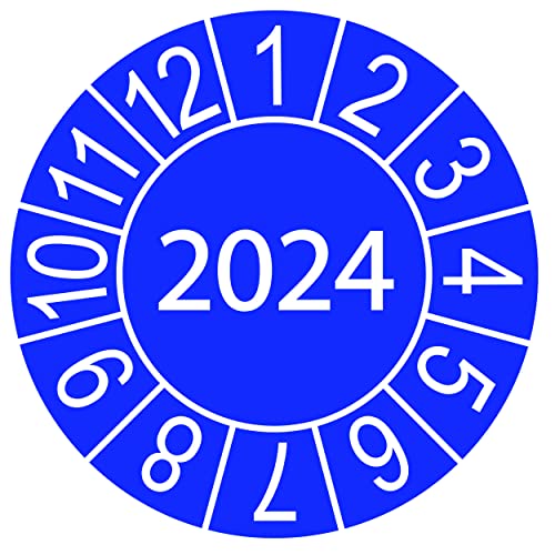 100 x Prüfplakette/Sicherheitsplakette 20 mm Durchmesser mit untersch. Beschriftungen (100, Jahresplakette 2024 - blau) von Schilderkröten