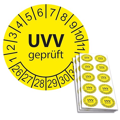 100 x UVV Prüfplaketten/Sicherheitsplaketten 30 mm Durchmesser mit untersch. Beschriftungen (100, 2026) von Schilderkröten