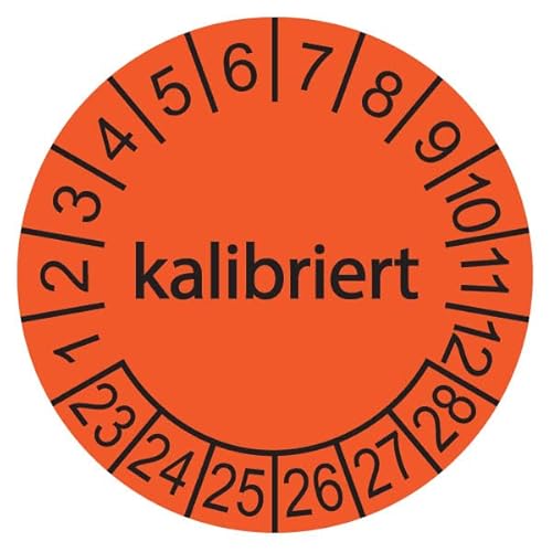 50 x Prüfplakette/Sicherheitsplakette 20 mm Durchmesser mit untersch. Beschriftungen (50, kalibriert - Orange) von Schilderkröten