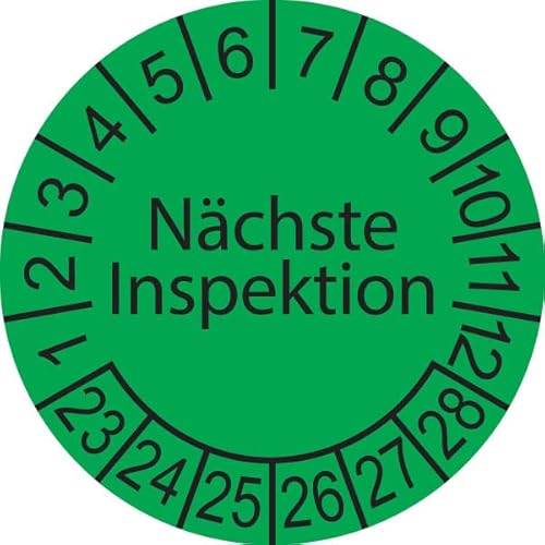 50 x Prüfplakette/Sicherheitsplakette 30 mm Durchmesser (Nächste Inspektion - grün - schwarz) von Schilderkröten