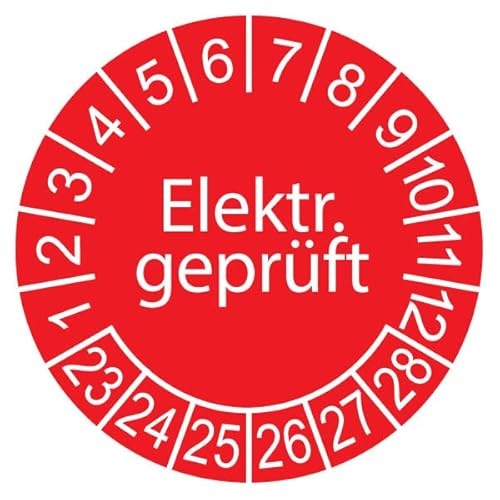 50 x Prüfplakette/Sicherheitsplakette 20 mm Durchmesser mit untersch. Beschriftungen (elektrisch geprüft) von Schilderkröten