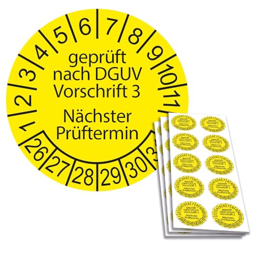 Prüfplakette DGUV Vorschrift 3 - Nächster Prüftermin, 30 mm Durchmesser in Jahresfarbe (100 Stück, 2026) von Schilderkröten