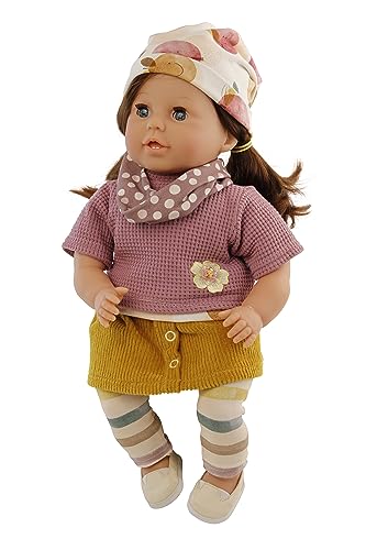 Schildkröt Puppe Susi (45 cm, braune Haare, blaue Schlafaugen, Kleidung weiss/lila/senf, Spielzeugpuppe, ab 36 Monaten) 3345220 von Schildkröt
