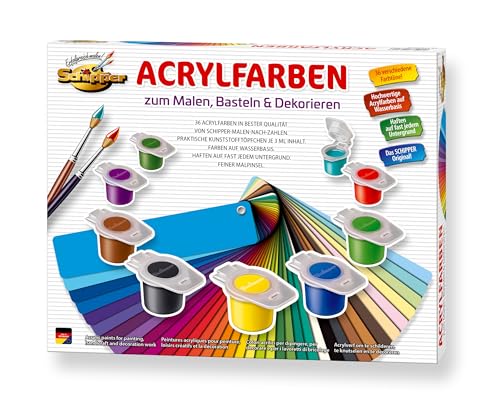 Schipper 605190741 Malen nach Zahlen - Acrylfarben Set mit 36 Farben, zum Malen, Basteln und Dekorieren von Schipper