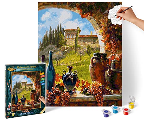 Schipper 609130840 Malen nach Zahlen - Wein aus der Toskana - Bilder malen für Erwachsene, inklusive Pinsel und Acrylfarben, 40 x 50 cm von Schipper