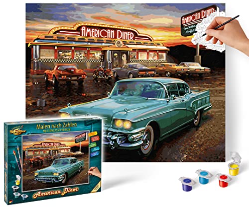 Schipper 609130877 Malen nach Zahlen – American Diner - Bilder malen für Erwachsene, inklusive Pinsel und Acrylfarben, 40 x 50 cm von Schipper