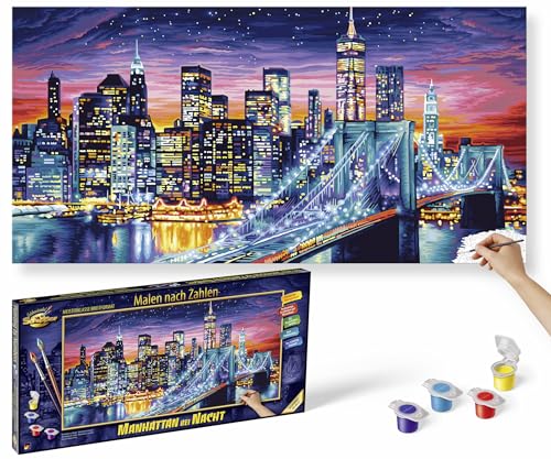 Schipper 609220862 Malen nach Zahlen - Manhattan bei Nacht - Bilder malen für Erwachsene, inklusive Pinsel und Acrylfarben, 40 x 80 cm Schipper 609220862 Malen nach Zahlen - Manhattan bei Nacht - Bilder malen für Erwachsene, inklusive Pinsel und Acrylfarben, 40 x 80 cm von Schipper