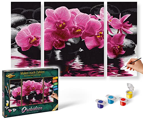 Schipper 609260603 Malen nach Zahlen, Orchideen - Bilder malen für Erwachsene, inklusive Pinsel und Acrylfarben, Triptychon, 50 x 80 cm Schipper 609260603 Malen nach Zahlen, Orchideen - Bilder malen für Erwachsene, inklusive Pinsel und Acrylfarben, Triptychon, 50 x 80 cm von Schipper