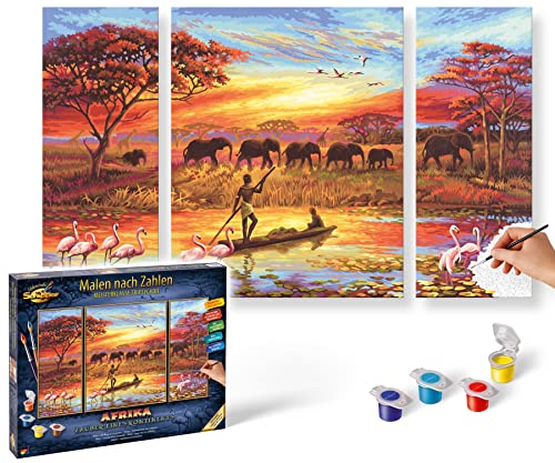 Schipper 609260627 Malen nach Zahlen, Afrika, Zauber eines Kontinents - Bilder malen für Erwachsene, inklusive Pinsel und Acrylfarben, Triptychon, 50 x 80 cm Schipper 609260627 Malen nach Zahlen, Afrika, Zauber eines Kontinents - Bilder malen für Erwachsene, inklusive Pinsel und Acrylfarben, Triptychon, 50 x 80 cm von Schipper