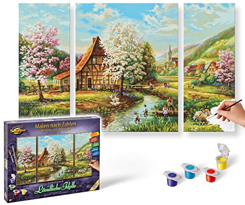Schipper 609260664 Malen nach Zahlen - Ländliche Idylle - Bilder malen für Erwachsene, inklusive Pinsel und Acrylfarben, Triptychon, 50 x 80 cm Schipper 609260664 Malen nach Zahlen - Ländliche Idylle - Bilder malen für Erwachsene, inklusive Pinsel und Acrylfarben, Triptychon, 50 x 80 cm von Schipper