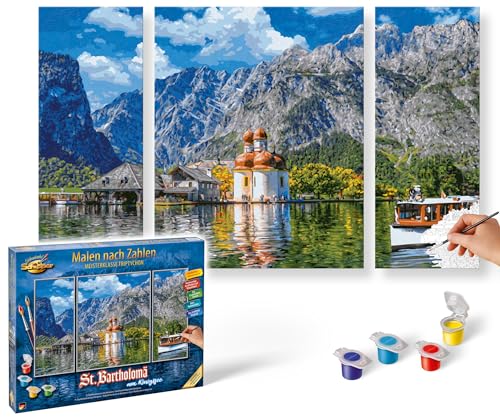Schipper 609260841 Malen nach Zahlen - St. Bartholomä am Königssee - Bilder malen für Erwachsene, inklusive Pinsel und Acrylfarben, Triptychon, 50 x 80 cm Schipper 609260841 Malen nach Zahlen - St. Bartholomä am Königssee - Bilder malen für Erwachsene, inklusive Pinsel und Acrylfarben, Triptychon, 50 x 80 cm von Schipper