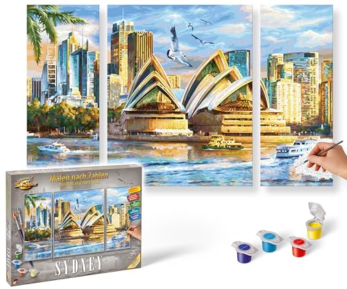 Schipper 609260909 Malen nach Zahlen – Sydney - Bilder malen für Erwachsene, inklusive Pinsel und Acrylfarben, Triptychon, 50 x 80 cm Schipper 609260909 Malen nach Zahlen – Sydney - Bilder malen für Erwachsene, inklusive Pinsel und Acrylfarben, Triptychon, 50 x 80 cm von Schipper