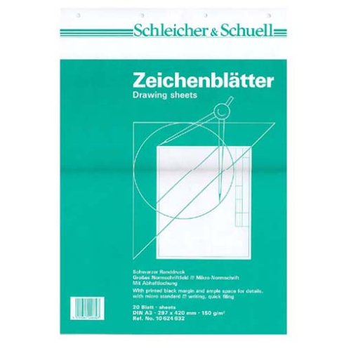 Schleicher & Schuell 624632 - Zeichenpapier A3 20 Blatt mit Rahmen quer von Schleicher & Schuell