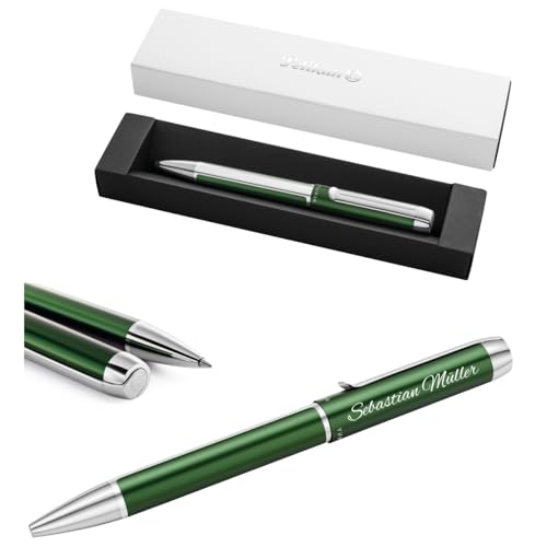 Pelikan Kugelschreiber Pura K40 mit Gravur Geschenk - einzigartige Stifte mit Namen - Kugelschreiber personalisiert (Waldgrün) von Schmalz®