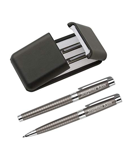 Charles Dickens® Schreibset aus Metall Alan mit Gravur - Dreh-Kugelschreiber Rollerball Schwarze Mine - Geschenk zum Geburtstag mit Geschenk-Etui von Schmalz®