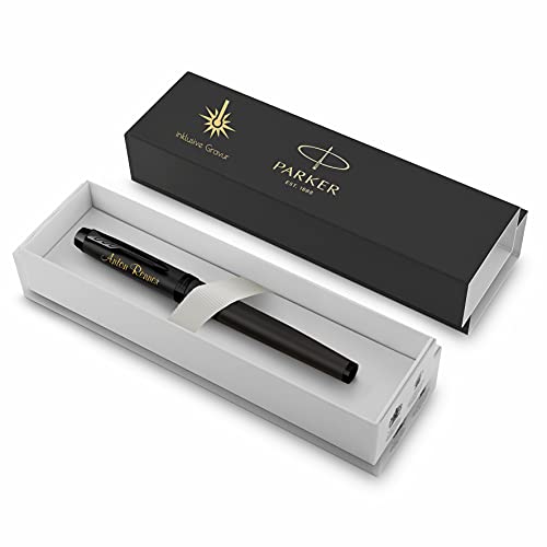 Parker IM Achromatic Füllfederhalter mit Gravur | Premium Stift | Geschenkbox | blaue Tinte | edel | personalisiertes Geschenk | Namen | graviert | Füllhalter| Geburtstag|Prüfung (Matt-Schwarz) von Schmalz®