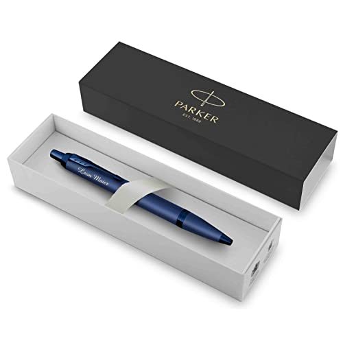 Parker IM Monochrome Kugelschreiber mit Gravur | Premium Stift | Geschenkbox | blaue Tinte | personalisiertes Geschenk | Namen | graviert | Jahrestag | Geburtstag | Geschenkidee (Blue) von Schmalz®