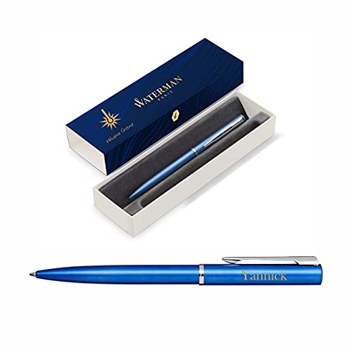 Waterman Allure Kugelschreiber mit Gravur | in Blau | Geschenk | inspiriert von Pariser Mode | personalisiert | graviert | Blaue Tinte | Mittlere Spitze | edle Lasergravur | Geschenkbox von Schmalz®