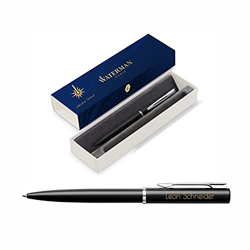 Waterman Allure Kugelschreiber mit Gravur | in Schwarz | Geschenk | inspiriert von Pariser Mode | personalisiert | graviert | Blaue Tinte | Mittlere Spitze | edle Lasergravur | Geschenkbox von Schmalz®