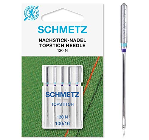 SCHMETZ Nähmaschinennadeln | 5 Nachstick-Nadeln (5 Topstitch-Nadeln) | 130 N | Nadeldicke 100/16 | auf allen gängigen Haushaltsnähmaschinen und Haushaltsstickmaschinen einsetzbar von SCHMETZ