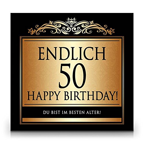Udo Schmidt Aufkleber Flaschenetikett Etikett Endlich 50 Geburtstag gold elegant von Schmidt