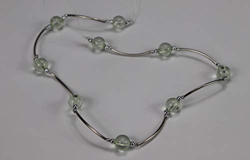 Raffhalter mit Perlen Dekokette Gardinenhalter Spannweite 65 cm Silber- Hellgrün von Schmidtgard Stoffe