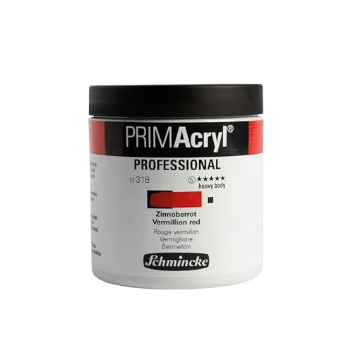 Schmincke 237ml PRIMAcryl Zinnoberrot Acryl 13 318 053, 237 ml Tiegel, feinste brillante Acrylfarb, Premiumacrylfarbe, Acrylmalerei, Profi-Qualität von Schmincke