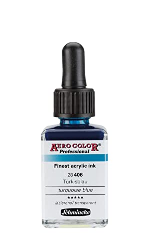 Schmincke - AERO COLOR® Professional, Türkisblau, 28 ml, 28 406 023, feinst-flüssige, farbstarke Acrylfarbe für Acrylmalerei, Airbrush, Mixed Media von Schmincke