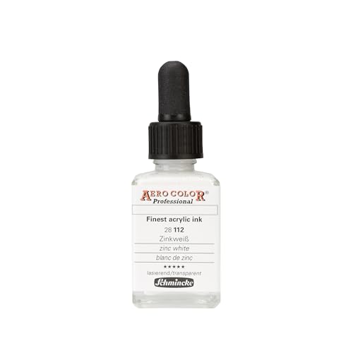 Schmincke - AERO COLOR® Professional, Zinkweiß 28 ml, 28112023, feinst-flüssige, farbstarke Acrylfarbe für Acrylmalerei, Airbrush, Mixed Media, Acryltinte von Schmincke