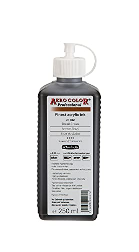 Schmincke - AERO COLOR Professional, Brasil-Braun 250 ml, 28602027, feinst-flüssige, farbstarke Acrylfarbe für Acrylmalerei, Airbrush, Mixed Media, Acryltinte von Schmincke