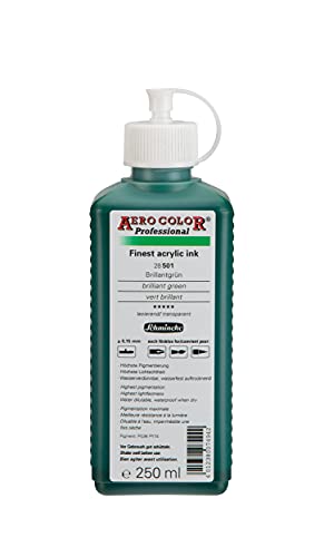 Schmincke - AERO COLOR Professional, Brillantgrün 250 ml, 28501027, feinst-flüssige, farbstarke Acrylfarbe für Acrylmalerei, Airbrush, Mixed Media, Acryltinte von Schmincke