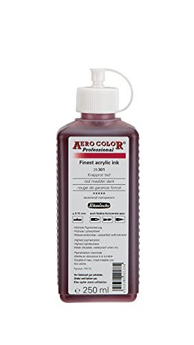 Schmincke - AERO COLOR Professional, Krapprot tief 250 ml, 28301027, feinst-flüssige, farbstarke Acrylfarbe für Acrylmalerei, Airbrush, Mixed Media, Acryltinte von Schmincke