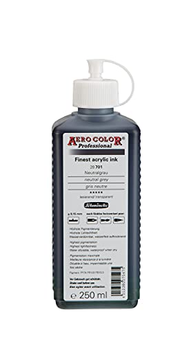 Schmincke - AERO COLOR Professional, Neutralgrau 250 ml, 28701027, feinst-flüssige, farbstarke Acrylfarbe für Acrylmalerei, Airbrush, Mixed Media, Acryltinte von Schmincke