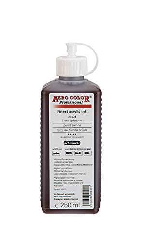 Schmincke - AERO COLOR Professional, Siena gebrannt 250 ml, 28604027, feinst-flüssige, farbstarke Acrylfarbe für Acrylmalerei, Airbrush, Mixed Media, Acryltinte von Schmincke