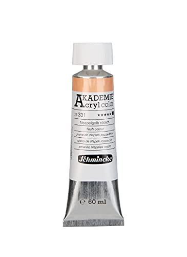 Schmincke - AKADEMIE® Acrylfarbe, Neapelgelb rötlich in 60 ml Tube, 23331011, feine Künstler-Acrylfarbe, brillant, lichtecht und cadmiumfrei, für Acrylmalerei, Mischmedien von Schmincke